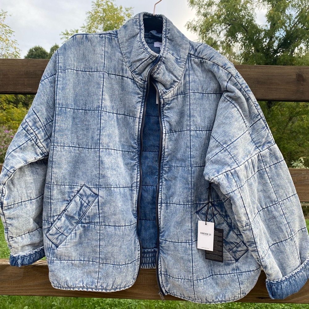 NWT quilted denim jacket